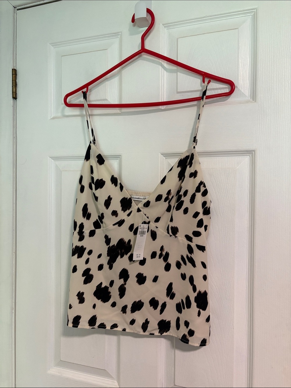 Abercrombie & Fitch Black and Cream Spotted Satin Cami
